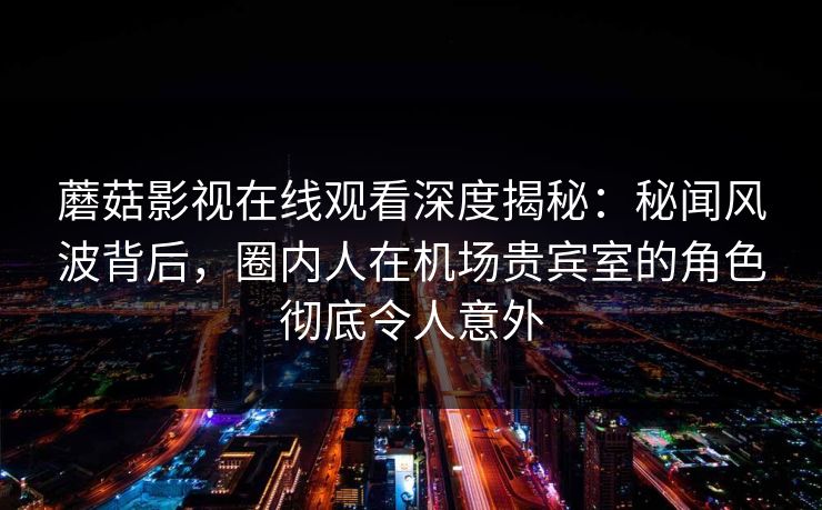 蘑菇影视在线观看深度揭秘：秘闻风波背后，圈内人在机场贵宾室的角色彻底令人意外