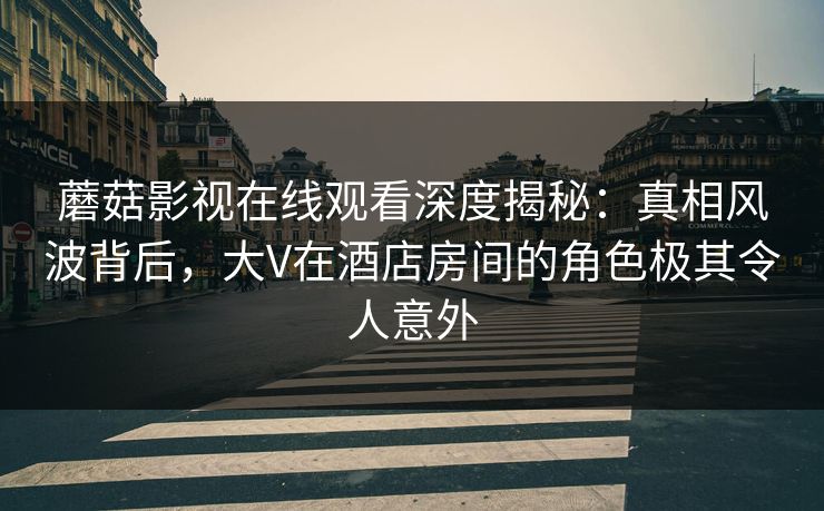 蘑菇影视在线观看深度揭秘：真相风波背后，大V在酒店房间的角色极其令人意外
