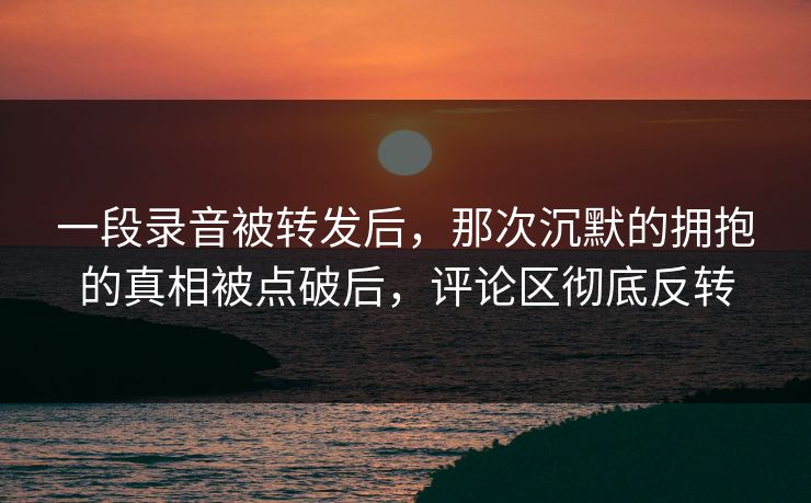 一段录音被转发后,那次沉默的拥抱的真相被点破后,评论区彻底反转 一段录音被转发后,那次沉默的拥抱的真相被点破后,评论区彻底反转